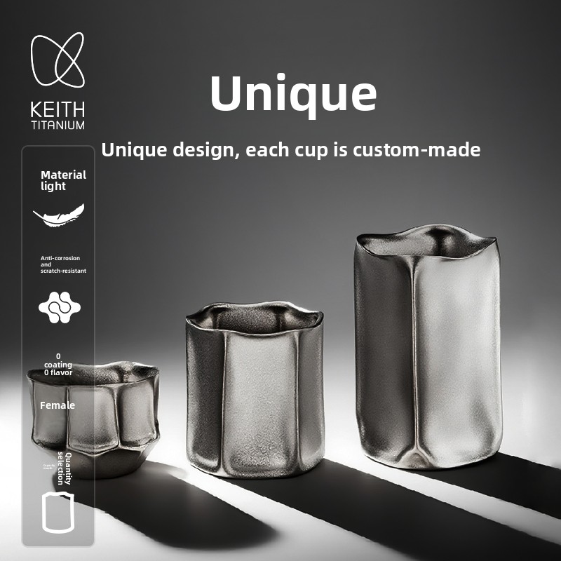 Mess Kit Titanium - KEITH Pure Titanium Cup Unique Handcrafted