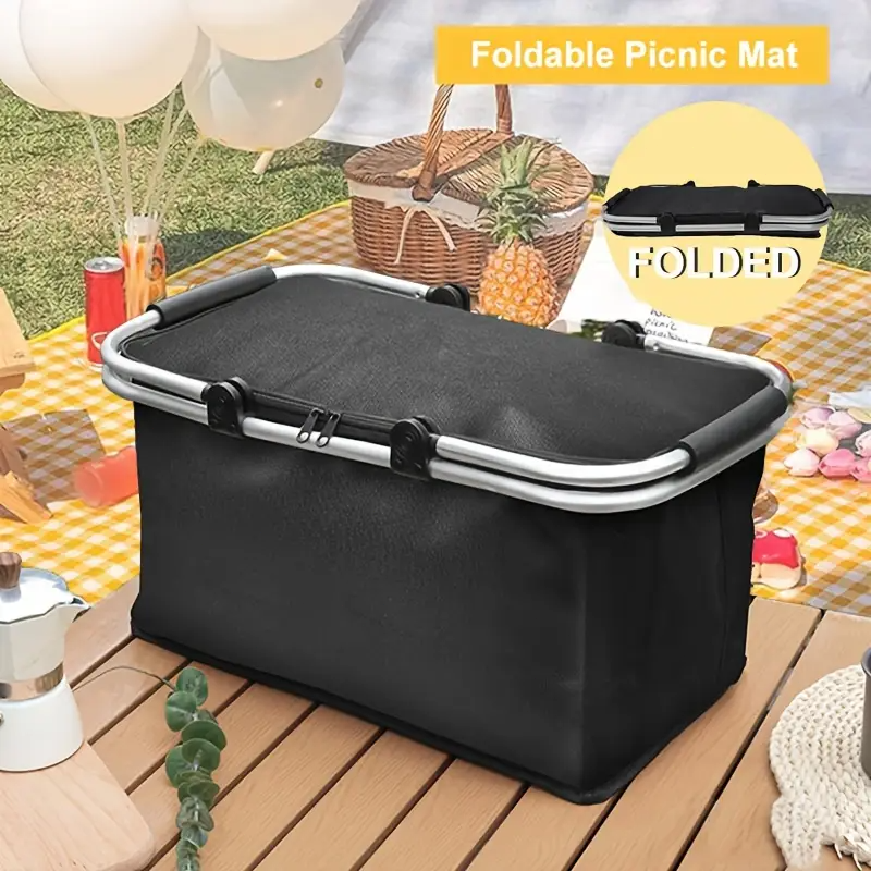 Camping Cooking Basket - Foldable Picnic Bag Insulated Aluminum Foil