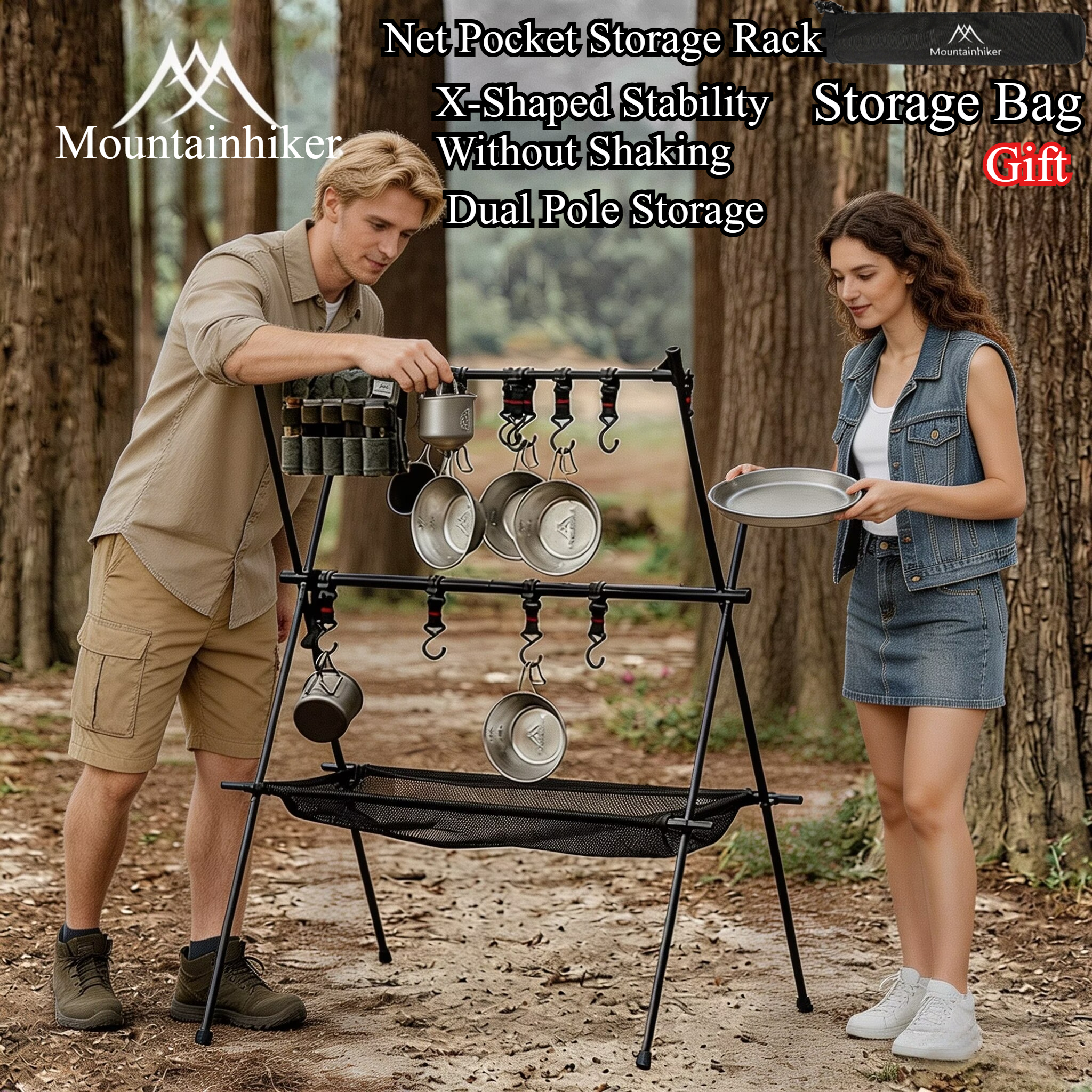 Camping Hanging Cooking Pot - MOUNTAINHIKER Outdoor Folding Camping Hanging Rack