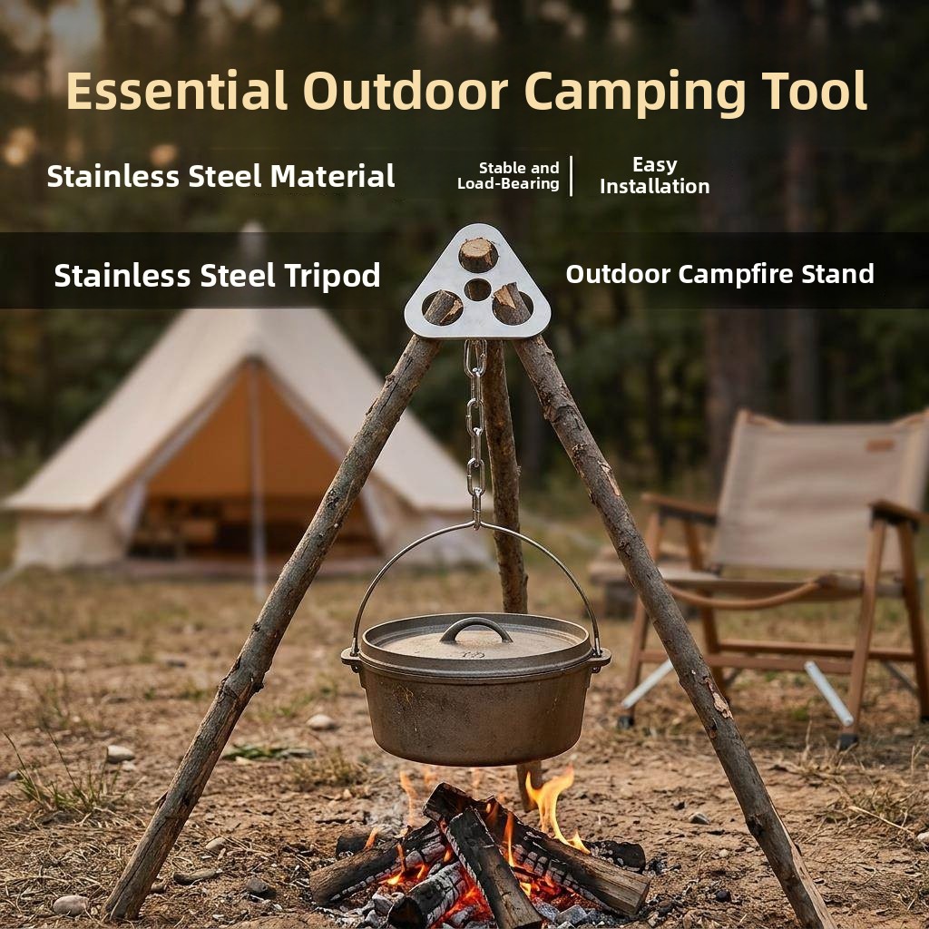 Camping Hanging Cooking Pot - Stainless Steel Outdoor Camping Fire Pit