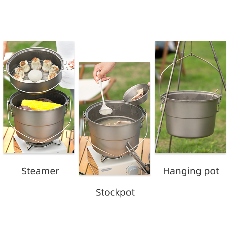 Titanium Hanging Pot with Stea – Camping Hanging Cooking Pot recenzja i cena