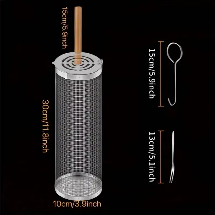 Round Barbecue Grill Basket Se – Camping Cooking Meat recenzja i cena
