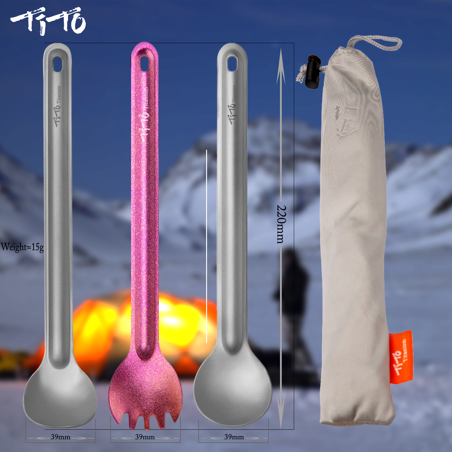 TiTo Titanium Spork Spoon Long – Camping Cooking Basket recenzja i cena