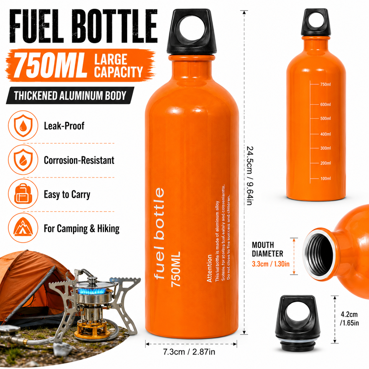 750ml Aluminum Fuel Bottle Cam – Camping Cooking Oil recenzja i cena
