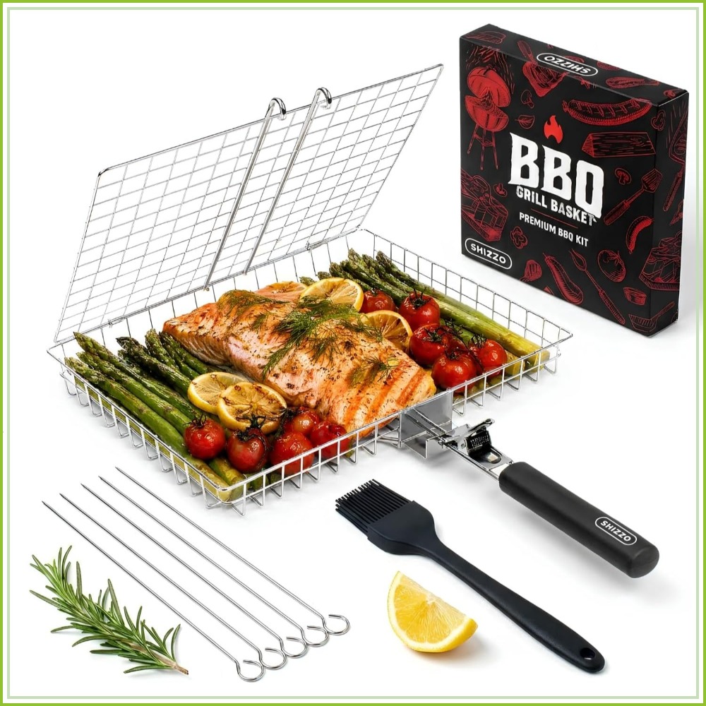 BBQ Grill Basket Set, Stainles – Camp Grill Portable Folding recenzja i cena