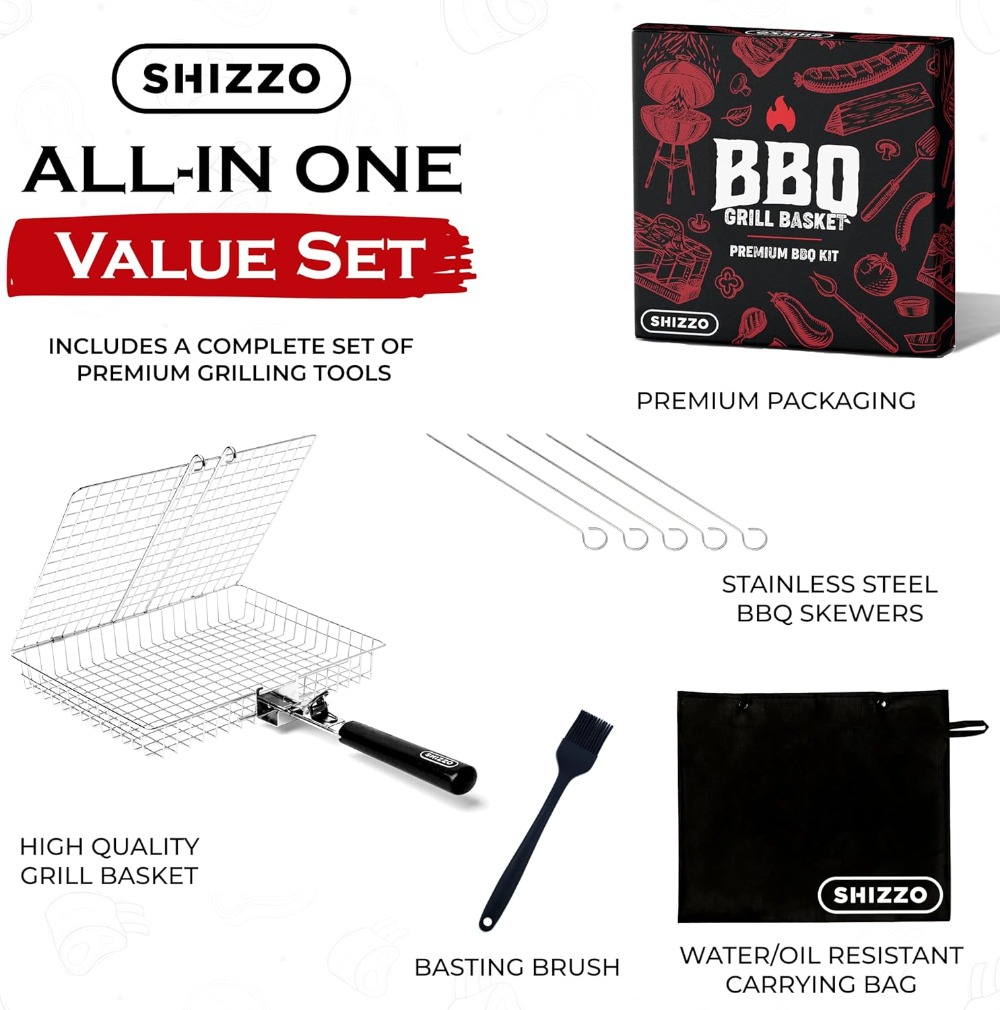 BBQ Grill Basket Set, Stainles – Camp Grill Portable Folding recenzja i cena