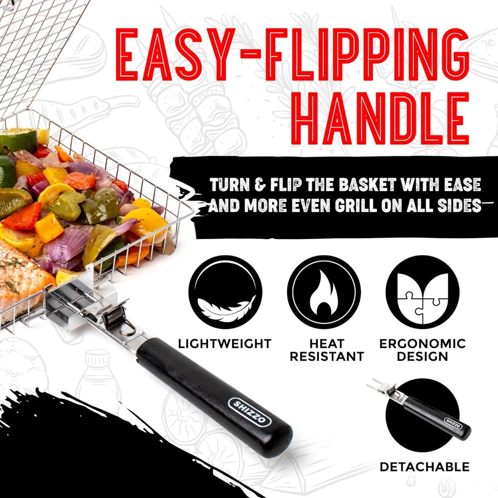 BBQ Grill Basket Set, Stainles – Camp Grill Portable Folding recenzja i cena