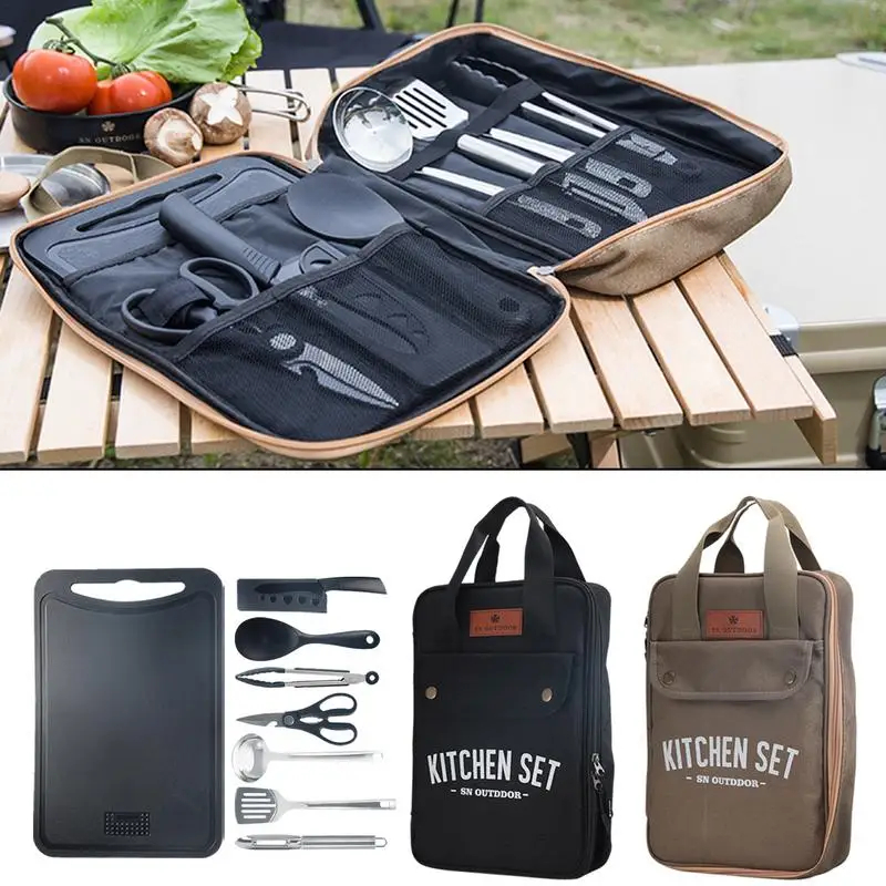 8pcs Camping Kitchen Cookware  – Camping Cooking Roll recenzja i cena