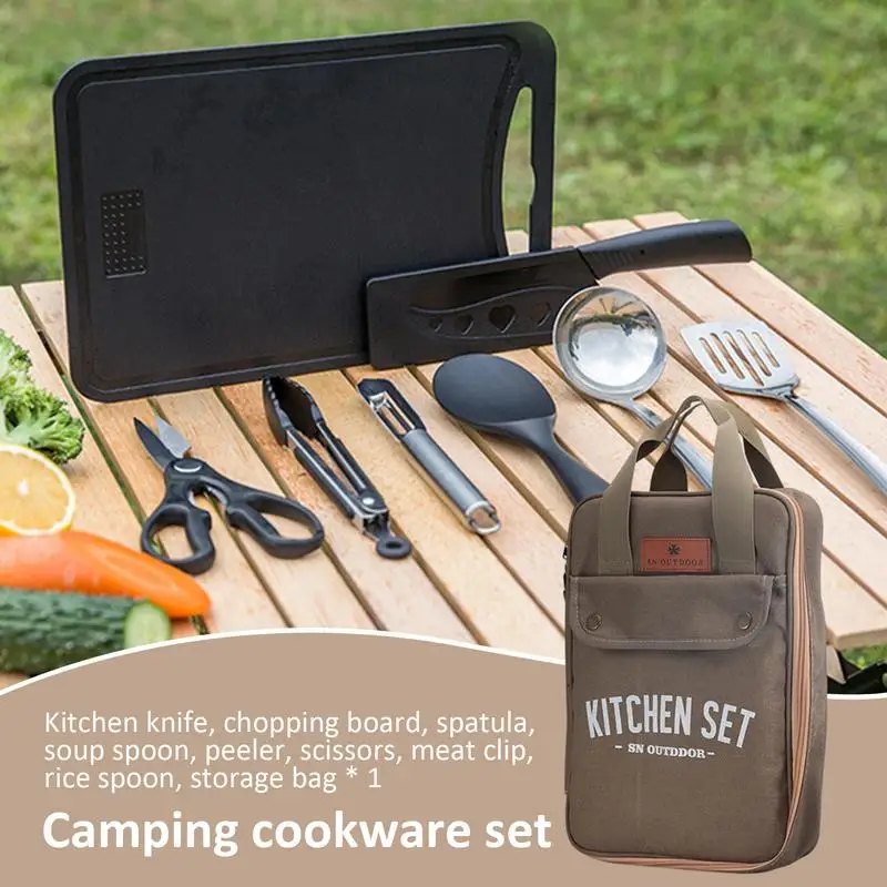 8pcs Camping Kitchen Cookware  – Camping Cooking Roll recenzja i cena