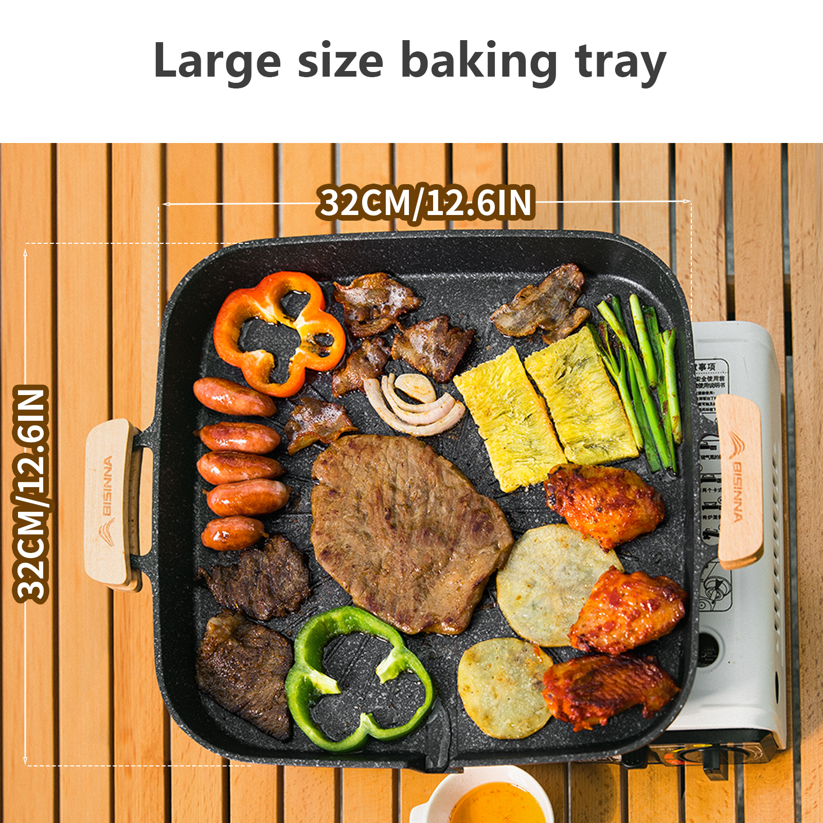 BISINNA Square BBQ Grill Pan N – Camping Cooking Meat recenzja i cena