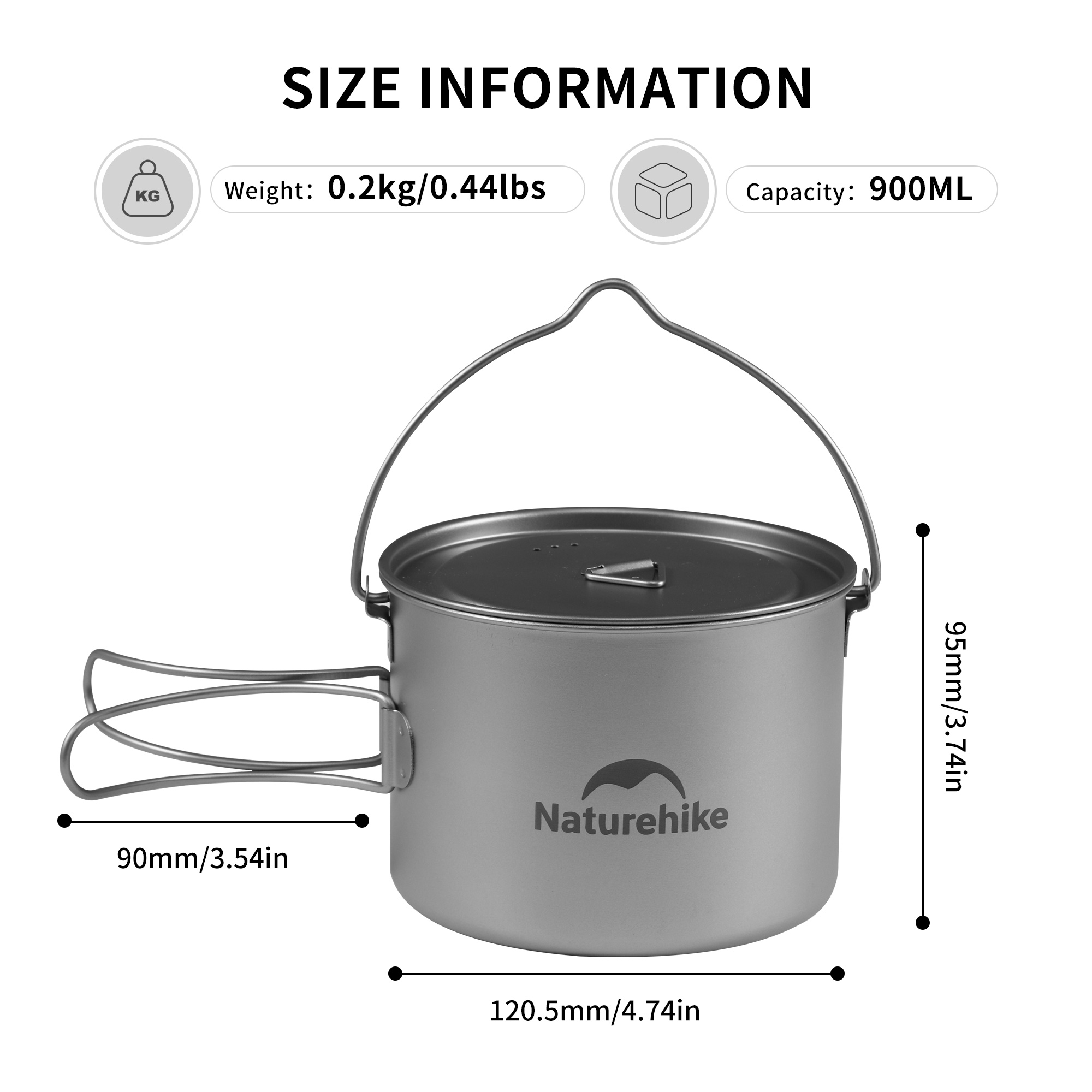 Naturehike 900ml Titanium Pot  – Camping Hanging Cooking Pot recenzja i cena