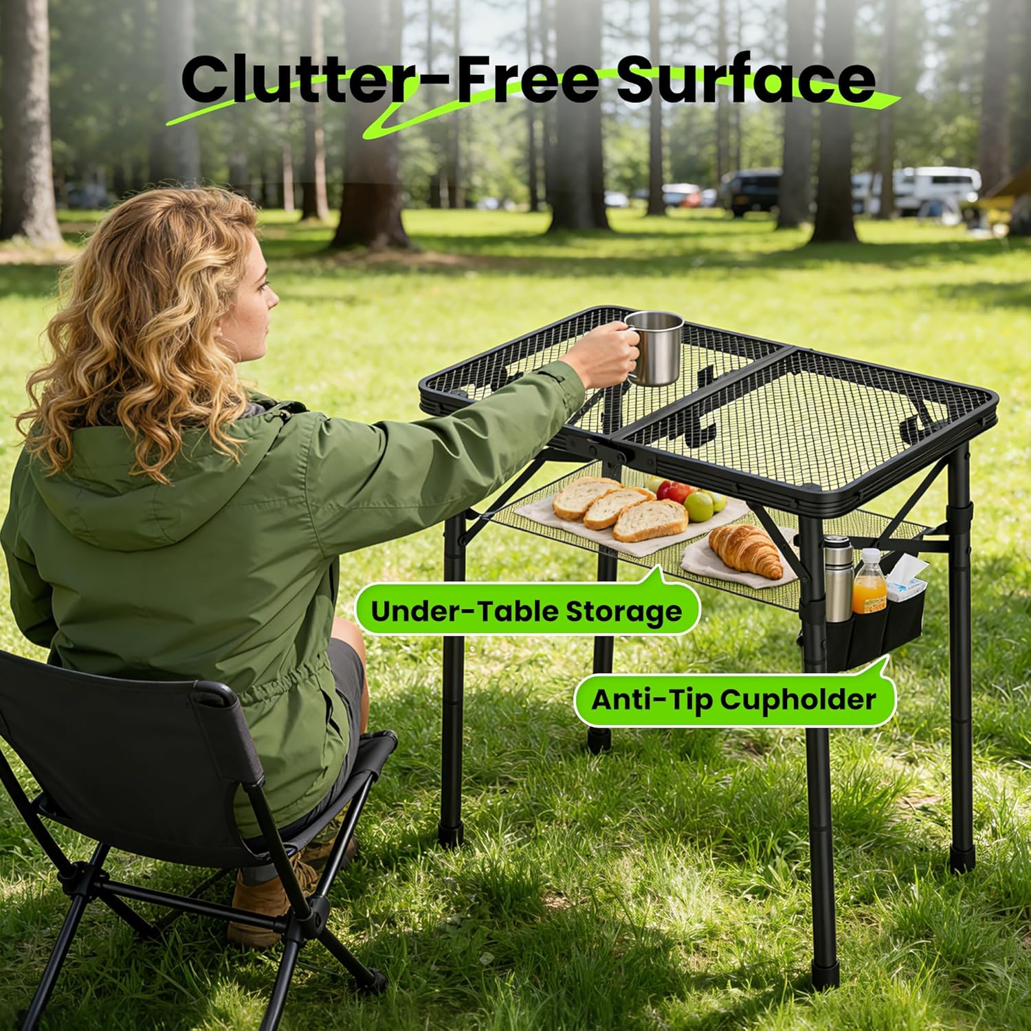 Folding Camping Table, 3 Adjus – Camp Grill Portable Folding recenzja i cena